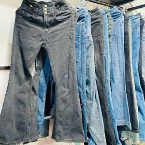 Jeans Americanos Vintage de Cintura Alta, Usados, al por Mayor, Desgastados, con Salpicaduras de Tinta, Estilo Urbano, Rectos, Acampanados, Estilo Francés - Product Image 2