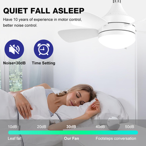 Qualité garantie Chambre à coucher Noir Blanc Bois Couleur E27 B22 18 Pouces Télécommande Smart Plafonnier Ventilateur - Product Image 4