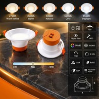 Plafonnier LED encastré moderne à faible éblouissement IP44, 5 températures de couleur sélectionnables, 3 niveaux de puissance, intensité variable en option, en aluminium moulé sous pression