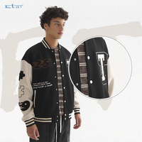 Vestes Letterman de baseball en coton avec broderie et logo personnalisé Etai Veste universitaire vintage en cuir vierge à manches pour hommes