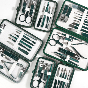 Set <span class=keywords><strong>Professionale</strong></span> per Manicure e Pedicure con Logo Personalizzato, 7/10/12/18 Pezzi, Tronchesino per <span class=keywords><strong>Unghie</strong></span> Verde in Acciaio Inossidabile - Product Image 2