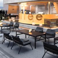 Ensemble de meubles de patio en corde tressée et aluminium résistant pour l'extérieur, table et chaises pour café, bar, hôtel, parc, grill et terrasse