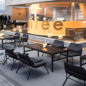 Ensemble de meubles de patio en corde tressée et aluminium pour l'extérieur, table et chaises en WPC pour café, bar, hôtel, grill et <span class=keywords><strong>terrasse</strong></span> - Product Image 5