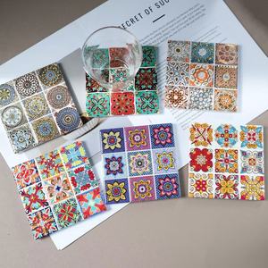 Sous-verre en liège antidérapant et isolant thermique, avec motif en relief 3D et estampage à chaud, en céramique de luxe style Bohème, de haute qualité esthétique - Product Image 3