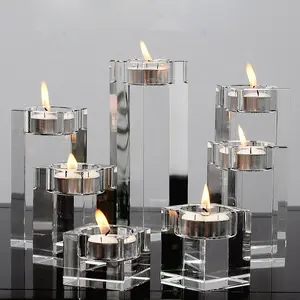 क्रिस्टल थोक सस्ते प्रकाश क्रिस्टल एकता सम्मान मन्नत Candleholder हीरे क्रिस्टल ग्लास मोमबत्ती धारक