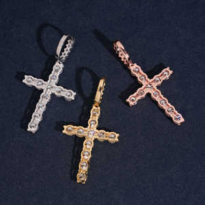 हिप हॉप चार्म्स बनाम मोइससानाइट पेलेंट गहने ट्रेंडी 925 सिल्वर पुरुषों की महिला महिला मूससानाइट पेलेंट क्रॉस शैली - Product Image 4