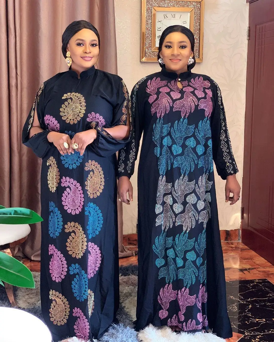 Turkey&Muslim ladies plus size abaya dress rhinestone chiffon kaftan style top quality evening elegant fit