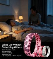 Bracelet LED à vibration silencieuse, en silicone, avec suivi des calories, compteur de pas, affichage de l'heure et de la date, montre de fitness pour hommes et femmes