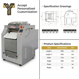 Machine à pétrir et à étaler la pâte multifonctionnelle automatique 241PRO en acier inoxydable robuste, moulin à farine pour boulangerie et <span class=keywords><strong>pizza</strong></span> - Product Image 3