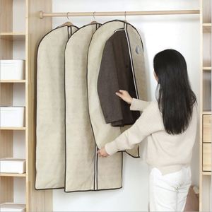 Housse de protection pour vêtements suspendus, housse de costume longue en PVC non tissé durable avec fermetures éclair, sac de rangement domestique - Product Image 2