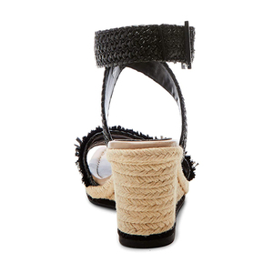 Sandalias de cuña negras de tacón medio con punta abierta, estilo coreano, para mujer - Product Image 2