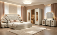 Lit capitonné de luxe en cuir velours MDF, taille Queen et King, pour mobilier de chambre d'hôtel moderne de style royal français européen