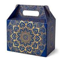 Boîte cadeau de luxe Ramadan Aïd Moubarak, motif géométrique islamique en feuille d'or, boîte à poignée pour bonbons et friandises, vente en gros