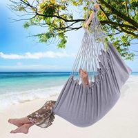 Chaise balançoire hamac en macramé gris d'une capacité de 330lb avec 2 coussins pour la plage, le parc, le balcon et l'extérieur