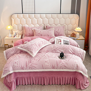 <span class=keywords><strong>Set</strong></span> di Biancheria da Letto in Quattro Pezzi Stile Coreano 2026, Trapuntato in Velluto Goffrato, Morbido e Caldo Piumino Invernale - Product Image 3