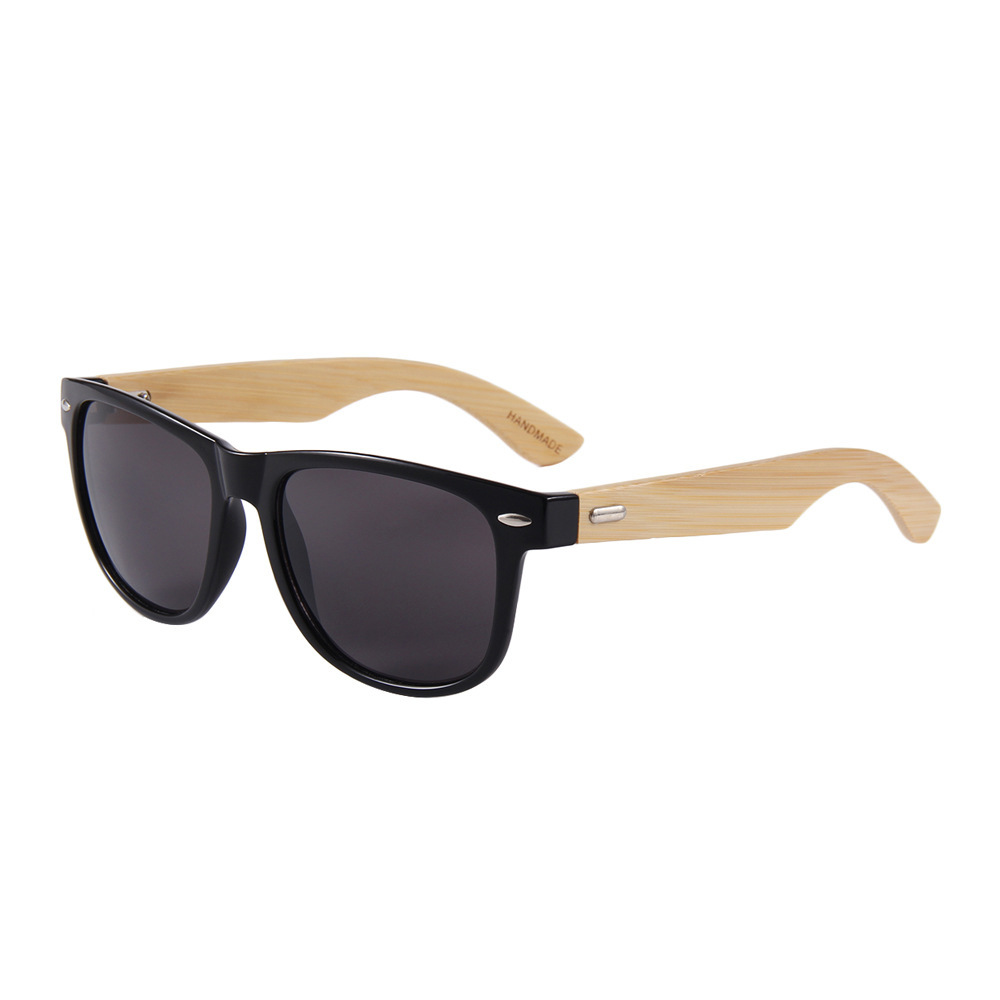 Wholesale Square Wooden Temples Sunglasses - Retro Bamboo display picture 3