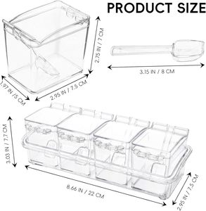 Kitchen Spice Storage Box Stackable Clear Acrylic Square <b>Canister</b> Containers <b>Set</b> with Lid Food Grade Injection Molded - Product Image 2