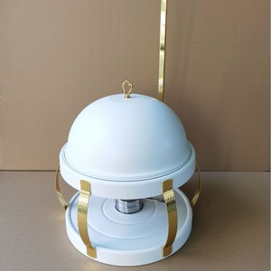 Stainless Steel Alcohol Heating <b>Stove</b> Golden Round Pot With Lid Modern Minimalist Design For Dining Use - Product Image 1