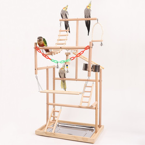Grand support de jouets de luxe pour oiseaux avec échelle de terrain de jeu et balançoire pour perroquet en bois écologique pour l'escalade et le jeu - Product Image 2