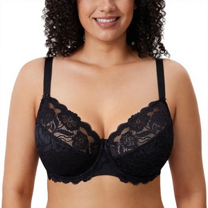 HNKWL <span class=keywords><strong>Reggiseno</strong></span> da donna con supporto completo in pizzo, <span class=keywords><strong>senza</strong></span> imbottitura, con <span class=keywords><strong>ferretto</strong></span>, taglie forti, in Spandex/Nylon 105E/85E - Product Image 4