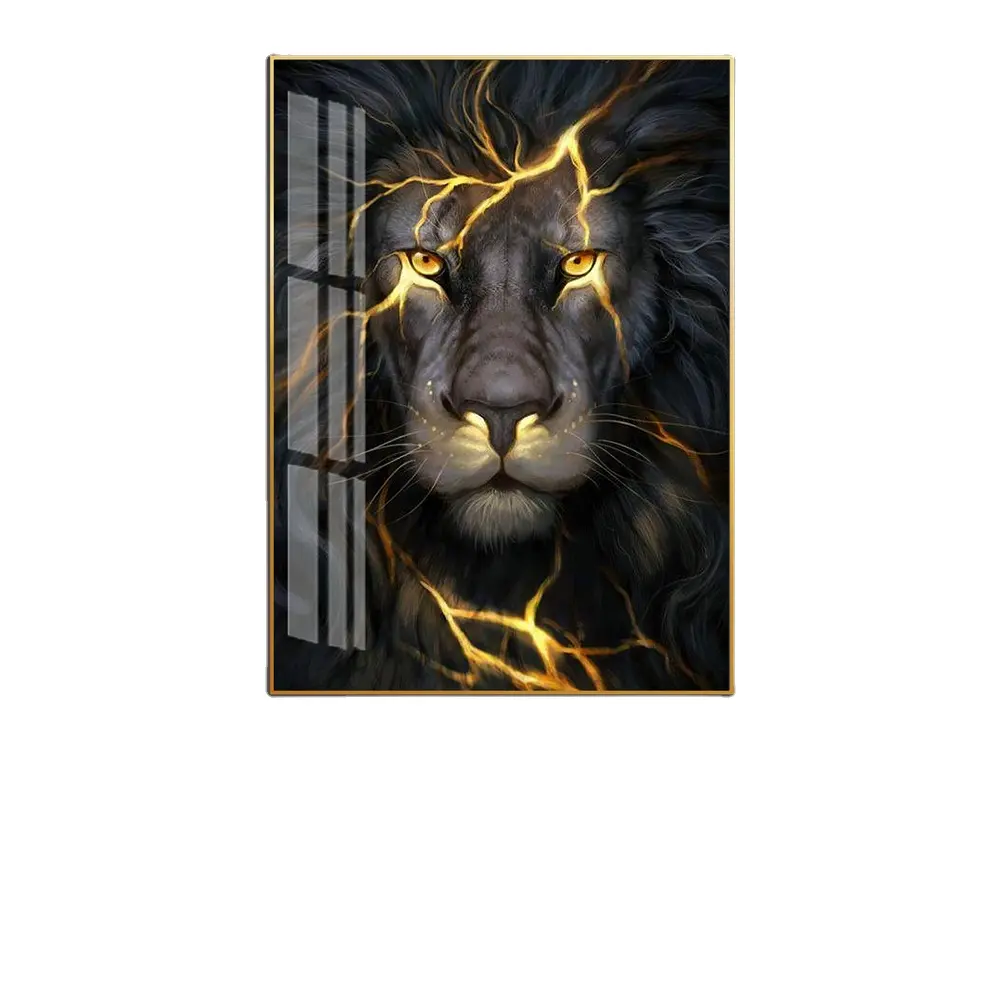 Animal Lion Malerei Kristall Porzellan Malerei Motivierende Wand kunst von Animal Lion für Home Schlafzimmer Dekor Junge Geschenk