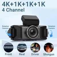 Caméra embarquée 4K pour voiture, 4 canaux, WiFi, 360° Fisheye, GPS, surveillance de stationnement 24h/24, capteur G, enregistrement en boucle, enregistreur vidéo, écran IPS 3,39 pouces