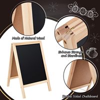 2 Pcs 15.6 "x 9.75" Petit tableau noir Panneaux de table Menu Planche en bois un cadre Tableau noir Chevalet Sandwich Board Double Sid
