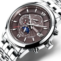 Montre mécanique automatique multifonctionnelle de haute qualité pour homme, étanche, ajourée, idéale pour les affaires et les loisirs, avec fonction veilleuse.