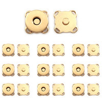 Lot de 10 paires de fermoirs magnétiques à coudre, à tige carrée en métal robuste, pour couture à la main, installation facile, 14 mm, logo en relief, réutilisables (Antique)