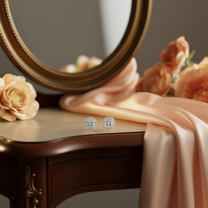 Orecchini a lobo di lusso in oro 18 carati con diamanti, taglio brillante rotondo, montatura a griffe, gioielli classici da donna per fidanzamento - Product Image 2