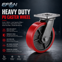 Roue pivotante fixe EFON EF8300 de 4 pouces avec frein, pneu en caoutchouc massif, construction en fer et nylon