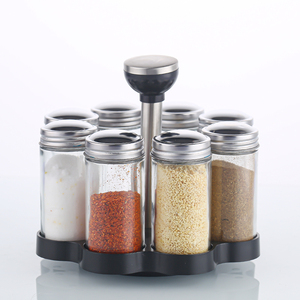 Bottiglie in Vetro per Condimenti 100 Ml Barattoli per Spezie con Portaspezie Girevole Organizzatore Rotante - Product Image 1