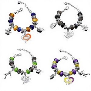 Braccialetti con Perline dei San Francisco 49ers all'Ingrosso, Ciondolo Sportivo Placcato <span class=keywords><strong>Argento</strong></span> in Lega <span class=keywords><strong>per</strong></span> Regali di Anniversario <span class=keywords><strong>per</strong></span> Tifosi - Product Image 2