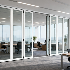 Porte pliante en alliage d'aluminium robuste, finition insonorisée, cloison en verre pour villa, porte mobile - Product Image 3