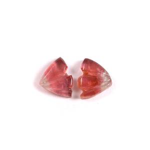 Bi Tourmaline ปีกผีเสื้อแกะสลักด้วยมือ,พลอยหลากสีทรงหลวมหินคริสตัล Cabochon หินคริสตัลบำบัด Bi ทัวร์มาลีนธรรมชาติ - Product Image 3