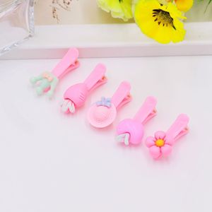 Jolies pinces à cheveux en résine de dessin animé, roses, 4 cm, motif floral, pinces à bec de canard pour usage quotidien - Product Image 3
