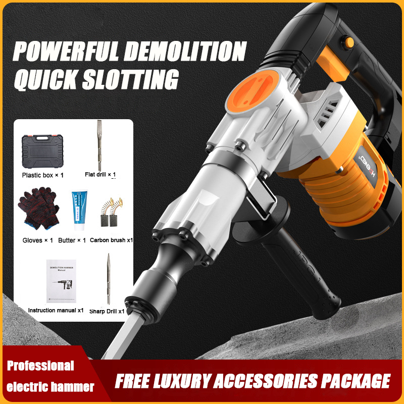 110V/220V Heavy-Duty Electric Demolition Hammer – Industrial-Grade Wall Breaking Power Tool - View 2