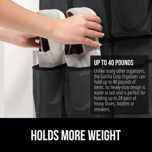 Best Selling Foldable 24 Mesh Pockets Behind Door Hanger Organizer Black Fabric <b>Storage</b> Bags for <b>Shoes</b> - Product Image 4