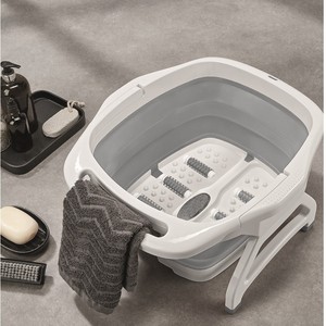 Portable Foldable Foot Bath Tub With Massage Rollers Red And Gray For Home Use - Product Image 3