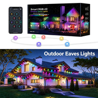 Luces Decorativas para Aleros de Techo, Nueva Tendencia, 40 LED/20 m, DC24V, Control Inteligente por Aplicación, PC+Silicona, IP67, Impermeables, para Fiestas, Hogar, Decoración Navideña