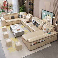 Ensemble Canapé en Tissu pour Salon, Diverses Tailles, Multifonctionnel, en U, Chaise Longue en Latex, Tissu Technique Anti-Taches, Canapé de Salon Simple