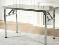 Table pliante en acier inoxydable, mobilier de maison, longue, rectangulaire, commerciale, pour barbecue extérieur, stand portable, repas, épaissie