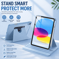 Étui rotatif à 360° pour iPad, coque transparente en TPU et PC, fine, avec support pour stylet, fonction veille automatique, compatible iPad Pro et Air