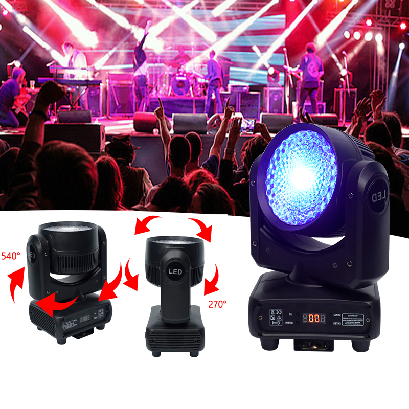 Live Show Disco 120W COB LED RGBW Moving Head Dj Wash Stage Lights DMX-512 Sound Activated Controlled Spot Strobe Lighting