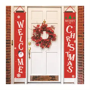 Kopling Natal gaya baru dekorasi Tahun Baru perangkai pintu tirai spanduk Natal dapat disesuaikan