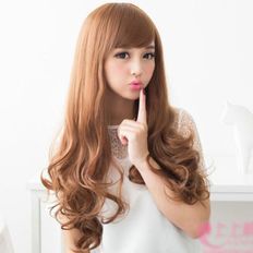 Longue perruque naturelle à la mode de 10 pouces avec une frange en fibre synthétique résistante à la chaleur pour dames - Product Image 1