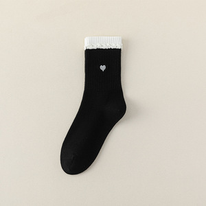 Chaussettes blanches pour femmes, nouvelle collection automne 2026, avec broderie, dentelle, motif lettres en relief, tricotées, antibactériennes, personnalisables - Product Image 6