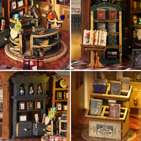 Juguetes de Madera, Rompecabezas 3D, Rincón de Lectura, Casa de Muñecas Luminosa para Armar, Mini Casa de Muñecas, Escena de Libro, Regalo Creativo