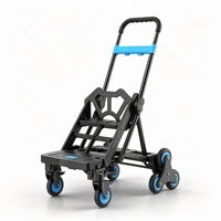 Chariot pliable pour monter les escaliers, capacité 150 kg, roue triangulaire 360° °   Chariot pliable silencieux avec frein, roues de 13 cm de large