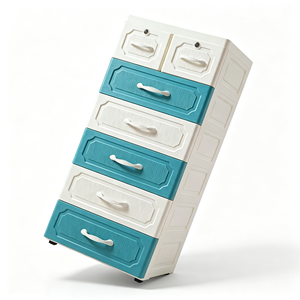 Meuble de rangement à <span class=keywords><strong>6</strong></span> <span class=keywords><strong>tiroirs</strong></span> en <span class=keywords><strong>plastique</strong></span> 49x31x105CM, commode colorée pour enfants, organisateur de rangement intelligent pour la maison avec serrure - Product Image 3